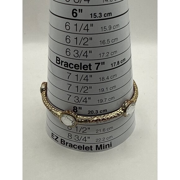 Reserved - nikkii - Hammered Gold Jewel Bangle Textured Stretch Bracelet - Picture 2 of 3